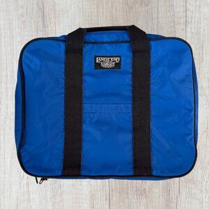 Vintage Lands End Lighthouse Nylon Luggage Travel Carry On Bag Blue Made in USA